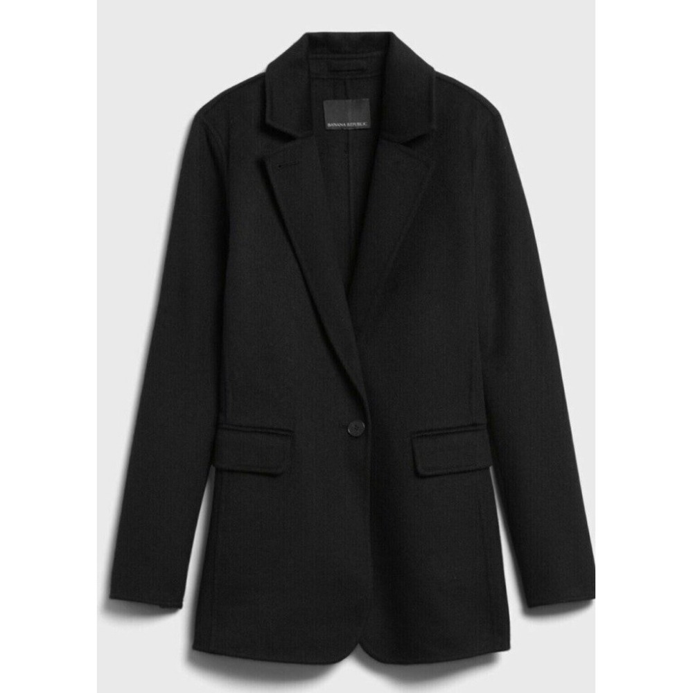Banana Republic Black Wool One-Button Blazer Jacket Sz S‎ Casual Career Travel